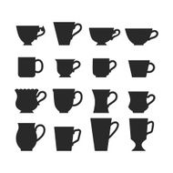 Set of mugs black silhouettes dishes N2