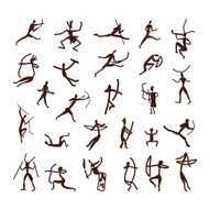 Rock paintings ethnic people sketch for your design