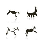 Rock paintings ethnic animals sketch for your design N3