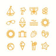 Summer themed icons set
