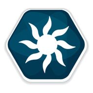 Blue sun rays vector icon