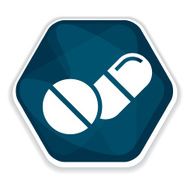 Blue pills and capsule vector icon