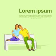 Couple Sitting on Bench Embracing Smile Dream Flat N2