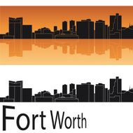 Fort Worth skyline in orange background