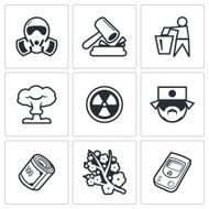 Nuclear Power in Japan icons Vector Illustration