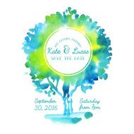 Invitation with watercolor tree