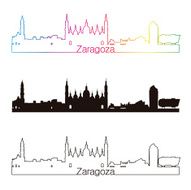 Zaragoza skyline linear style with rainbow