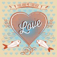 love symbol with heart shape and fishes