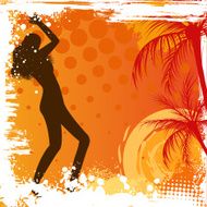 Dancing girl on grunge background