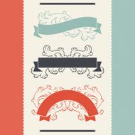 Vintage floral design elements and ribbons