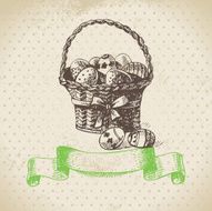 Vintage background with Easter bascket