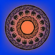 Ethnic tribal mandala with elephants