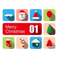 Merry Christmas flat icon set N6