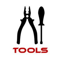 Pliers and screwdriver black silhouettes