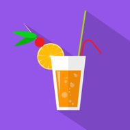 Cocktail Drinks Glass Flat Icon Vector