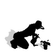 Vector silhouette of a gardener N86