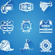White icons vector collection of diving