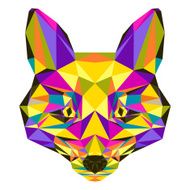 Abstract bright motley polygonal triangle geometric fox isolated on white