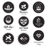 Gift shop and souvenirs logo-badges vintage vector set Hipster design N2