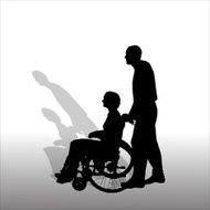 Vector silhouettes of people in a wheelchair N58