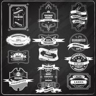 Retro emblems set chalk blackboard