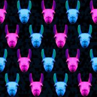 Abstract polygonal geometric blue and pink llama seamless pattern background N2