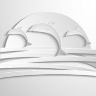 Vector card with dolphin Abstract silhouette 3D elements shadows and N2