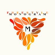 Vintage inspired watercolor freestyle monogram frame template N3