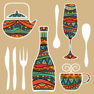 Food Background With Ornate Tableware