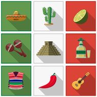 Mexico icons set mexican symbols