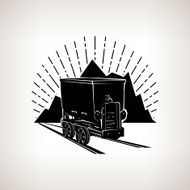 Silhouette coal mine trolley N2