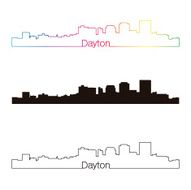 Dayton skyline linear style with rainbow
