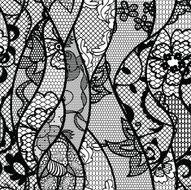 Black lace vector fabric seamless pattern N39