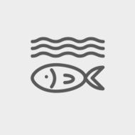 Fish under water thin line icon N3