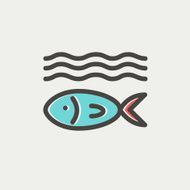 Fish under water thin line icon N4