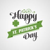 Happy Saint Patrick&#039;s Day Card Typographic With Ornaments Ribbon N2