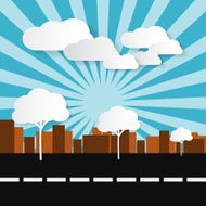 Paper Abstract Retro City Illustration