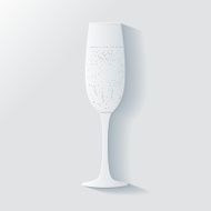 Vector 3D glass of champagne with bubbles