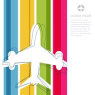 Airplane silhouette and rainbow stripes background Abstract vector colorful illustration