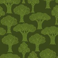 Seamless abstract textile pattern with various trees