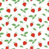 Seamless pattern with strawberries and leaves Simple colors Vector