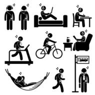 Man Listening Music with Earphone Headphone Stick Figure Pictogram Icons N2