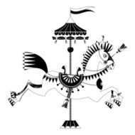 Vintage carousel horse Black and white N2