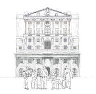 People and tourists on the London streets Sketch collection