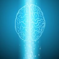 Digital brain on blue background N2