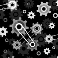 Seamless pattern with gears in monochrome