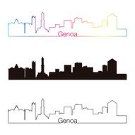 Genoa skyline linear style with rainbow