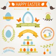 Vector collection of cute retro icons for easter design N2
