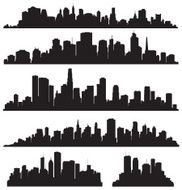 Set of vector cities silhouettes