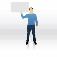 Male silhouette holding blank sign N12
